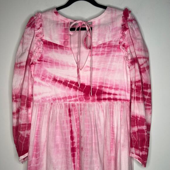 Alix of Bohemia Pink Shibori Tie Dye Plume Maxi Dress Size Small - Picture 5 of 9